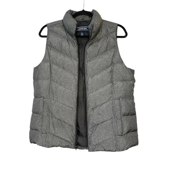 Lands' End Sleeveless Vest M Black Gray Down Puffer Insulated Outdoor Gorpcore - Picture 1 of 4